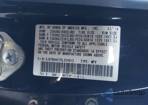 2014 Acura Rdx z USA, uszkodzony, nr VIN 5J8TB4H37EL024610
